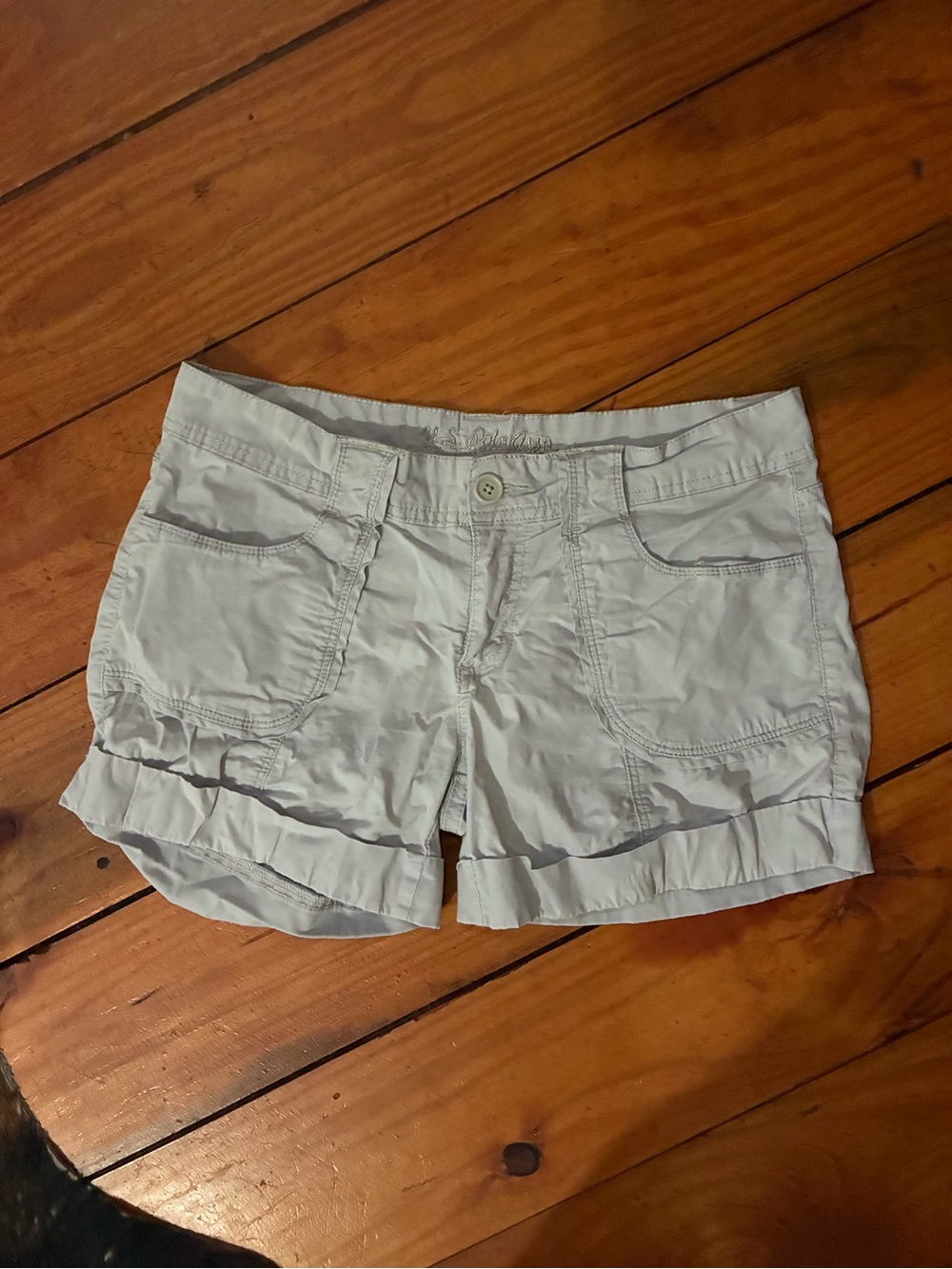 Khaki Folded Hem Casual Cargo Type Shorts